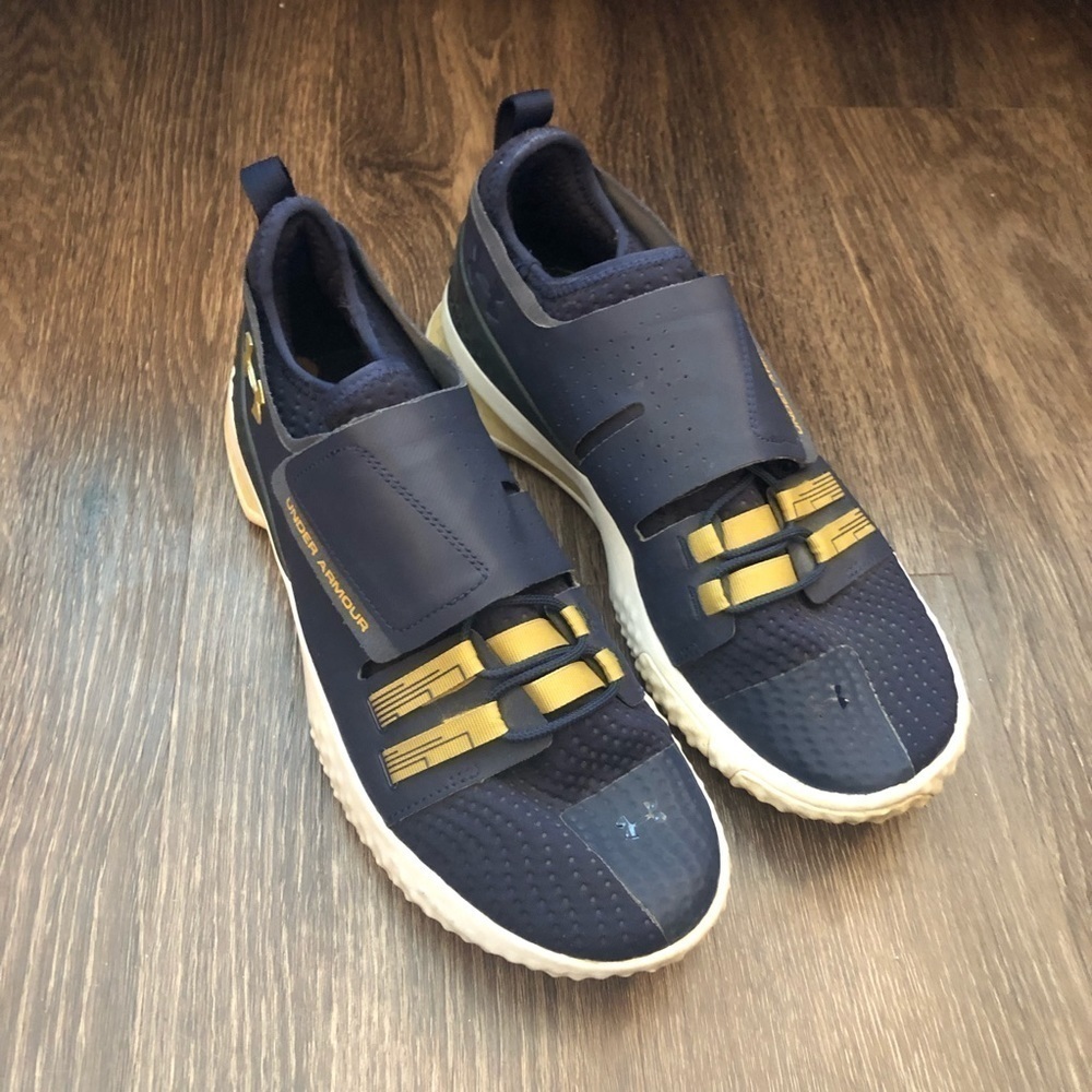 Under Armour Notre Dame Navy Blue & Gold Sneakers